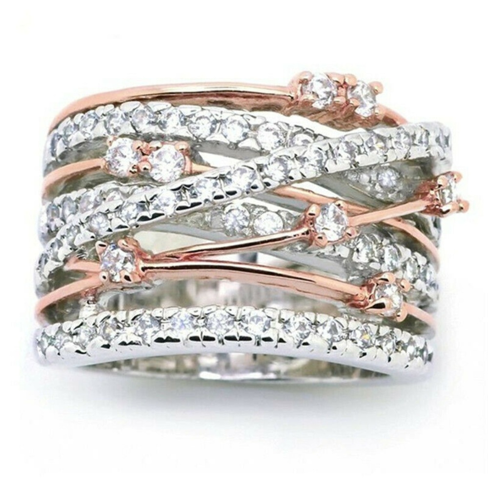 Rose gold 925 Silver Plated Ring New - Picture 1 of 4